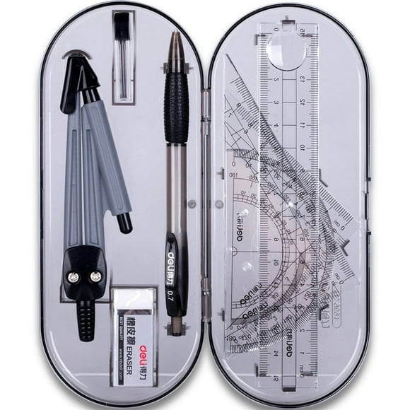 MesaSe 8 pcs Math Tool Set Geometry School Compass Ruler Triangle Protractor Eraser