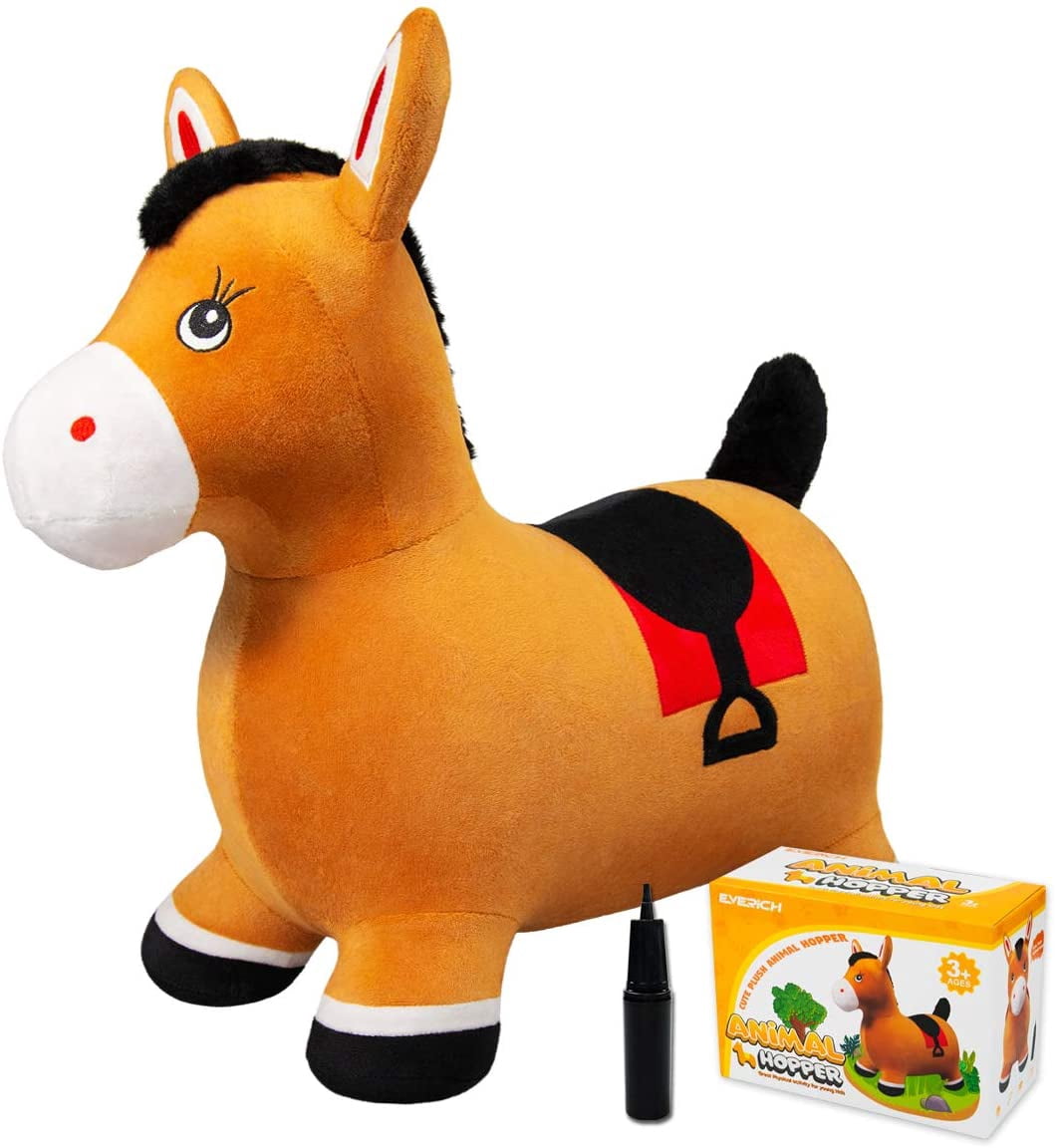 HHHC Cheval Sauteur Rebondissant en Peluche Gonflable, Animal Sauteur avec Pompe, Jouet à Chevaucher pour l'Extérieur et l'Intérieur, Cadeau pour Enfants et Tout-Petits