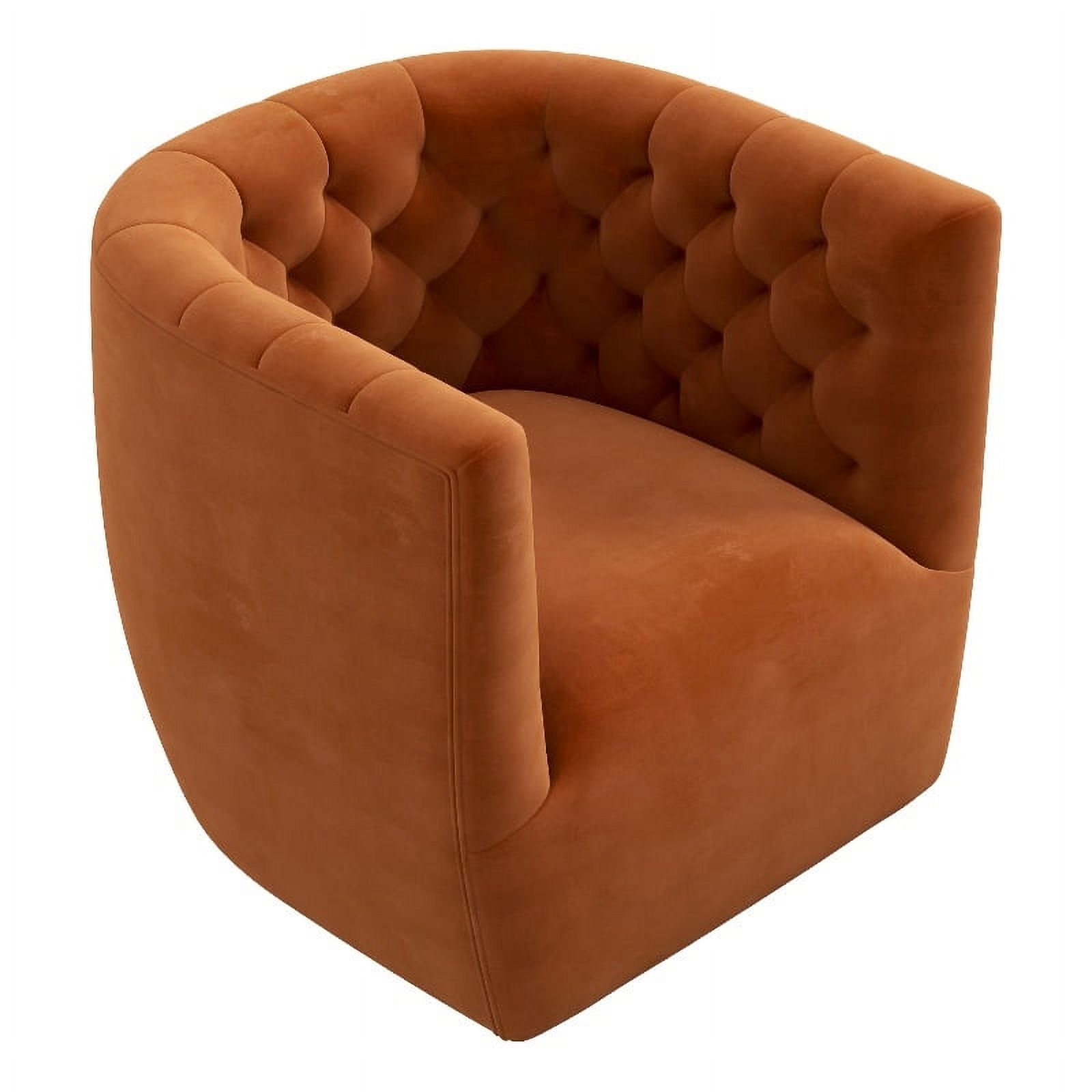 Allora Chaise Pivotante en Velours Style Mid-Century Modern Orange Brûlé