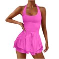 thumbnail image 1 of Mrat Combinaisons de Course pour Femmes Sans Manches une-Pièce Robes de Tennis Athlétiques Robe Courte d'Entraînement Combinaisons d'Exercice avec Shorts Intégrés S-67 Rose Vif-A m, 1 of 5