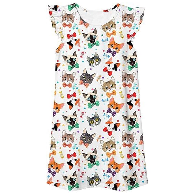 MIASHUI Chemises de Nuit pour Tout-Petites Filles Pyjamas pour Enfants Robe de Princesse Chemise de Nuit Tenue de Nuit, Multicolore, 7-8 Ans