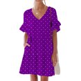 thumbnail image 4 of Liquidation d'Été 2025! Robe pour Femme Grande Taille, Liquidation de Robes d'Été pour Femmes, Robe d'Été Décontractée pour Femme Douce et Mignonne à Col en V avec Poches, Manches Courtes, Volants, 4 of 5