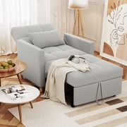 AECOJOY  3 in 1 Sofa Bed for Adults Sleeper Chair Bed Fold Out Sofa Convertible Reading Chair in Light Grey