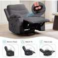 thumbnail image 4 of Bingirl 360° Swivel Oversized Recliner Single Sofa Seat, Recliner Chair with Massage and Heat, Adult Rocking Chair Reclining Sofa with Cup Holder and Pockets for Living Room, 4 of 7