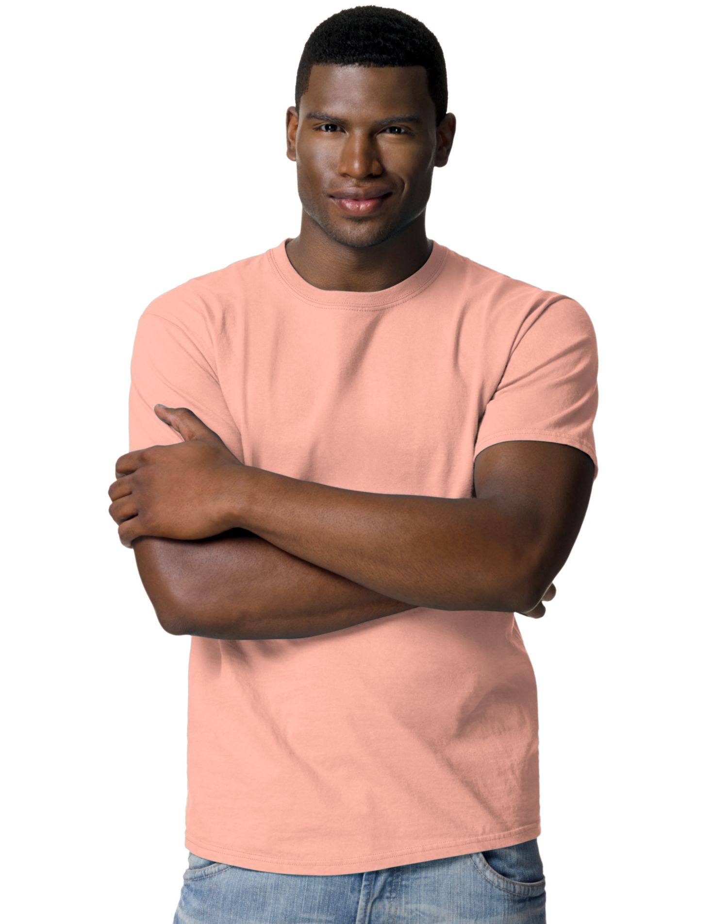 Hanes TAGLESS Men`s T-Shirt - Best-Seller, M, Candy Orange