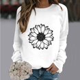 thumbnail image 2 of Rbaofujie Chandails d'Automne pour Femmes Femmes Mode Décontractée Imprimé Col Rond Ample Manches Longues T-shirt Hauts Blouse Blanc Chandails à Capuche pour Femmes, 2 of 4