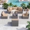 thumbnail image 4 of Costway 7PCS Patio Rattan Furniture Set Sectional Sofa Cushioned Garden Beige, 4 of 10