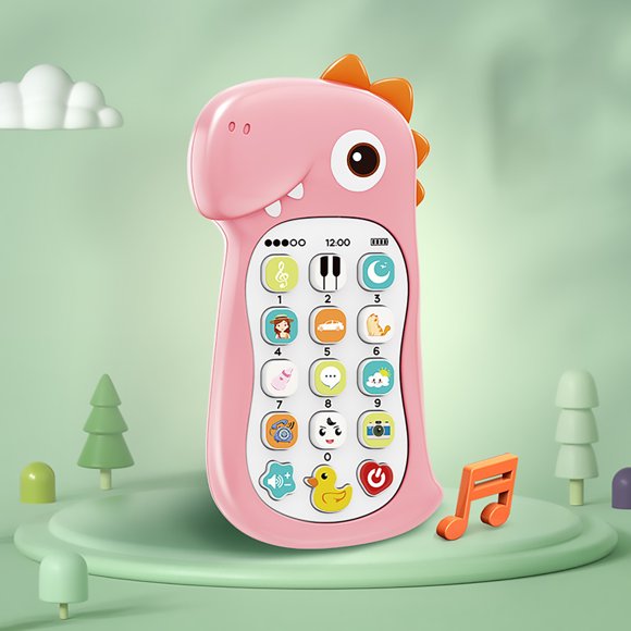 FurryJoy Baby Cell Dinosaur Phone Toy Pretend Phones Toys For Boy & Girl Birthday Musical Toy For Toddlers Kids Educational Call & Chat Learning Play Phone With Light Early Introduction Play Smart