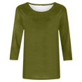 thumbnail image 3 of Hauts à Manches 3/4 pour Femmes Mode pour Femmes T-Shirt Uni Ample Mi-Long Blouse à Manches 3/4 Col Rond Hauts Décontractés T-Shirts en Coton Femmes T-Shirts pour Femmes Mode, 3 of 8