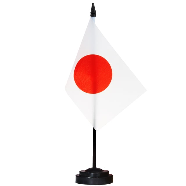 ANLEY Japan Deluxe Desk Flag Set - 6 x 4 Inch Miniature Japanese Desktop Flag with 12" Solid Pole