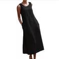 thumbnail image 3 of AherBiu Robe Grande Taille pour Femmes en Coton et Lin Sans Manches Décontractée Ample Longue avec Poches, 3 of 7