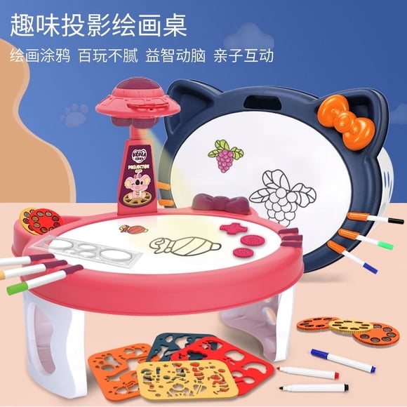 Cross-border Children's Intelligent Projection Painting Table Writing Graffiti Drawing Board Early Education Multi-functional Light Music Learning Table