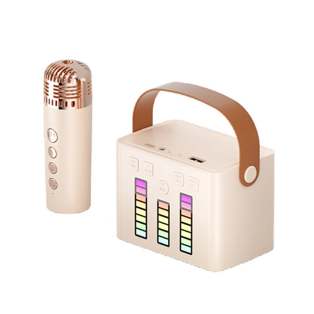 Lksixu New Bluetooth Karaoke Sound System With Microphone, Bluetooth Speaker LED Pickup Light, Multiple Light Transformations, With A Microphone, Outdoor Speaker Bluetooth audio Electronics for Home