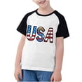 thumbnail image 2 of MKOSPLRT Chandails USA Tout-Petits Chandails Drapeau Américain Manches Courtes T-Shirts Raglan à Blocs de Couleur Col Rond T-Shirts Jour de l'Indépendance Chandails de Rentrée, 2 of 7