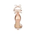 thumbnail image 2 of BLISSFUL STEP Lace Up Open Toe Stiletto Heeled Sandals for Women Rose Gold 9, 2 of 8