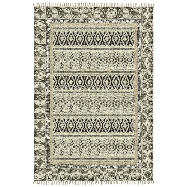 Casavani Handblock Printed Cotton Area Rug Living, Dining, Bedroom Area Carpets, Gray 2x3 feet