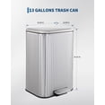 thumbnail image 2 of 50L Fluted Stainless Steel Step Trash Can, Soft Close, Removable Inner Bucket, Fingerprint-Proof & Rust-Resistant, Anti-Slip Base, Stay-Open Lid, 42.8*35.5*62cm, 2 of 6