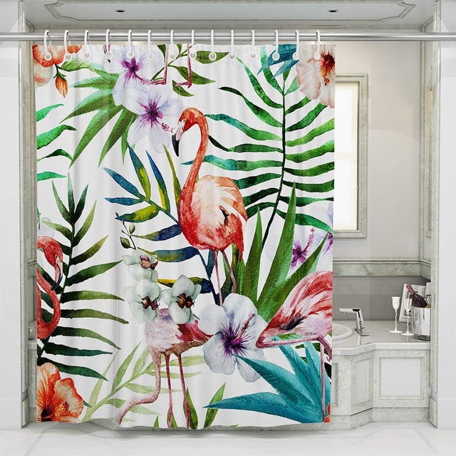 Rideau de Douche Ne s'Estompe Pas et en polyester durable Flamant Rose cactus l