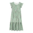 thumbnail image 5 of Yanlir Robe d'Été à Volants pour Filles 4-14 Ans, Robes Trapèze pour Enfants Sans Manches à Col Rond, Robe Soleil pour des Tenues Confortables et Stylées (Vert#1, 12 Ans), 5 of 5