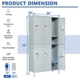 thumbnail image 3 of Metal Locker 6 Doors Employees Locker Storage Cabinet Locker School Hospital Gym Locker Requires Assembly (Gray-6 Doors), 3 of 8