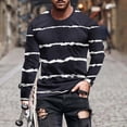 thumbnail image 2 of Penkiiy T-Shirt Homme Décontracté Col Rond Rayé Imprimé Chandail Entraînement Physique Manches Courtes Noir, 2 of 5