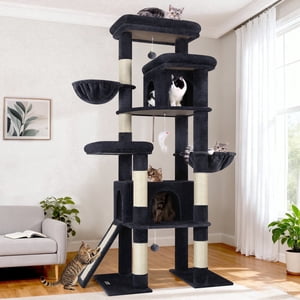 Globlazer 78" Condo grand arbre de chat et tour multi-niveau pour chats intérieurs avec scratching sisal, condos, hammam & Hammock, Gris foncé