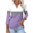 thumbnail image 2 of Hot6sl Économies d'Été Liquidation Blouse & Chemise à Manches Courtes Col Rabattu, T-shirt Assorti pour Femmes Col en V Col Rabattu Manches 3/4, Haut en polyester pour Femmes/Blanc, P, 2 of 5