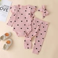 thumbnail image 1 of DPTALR Toddler Baby Kids Girls Heart Print Ruffle Romper Pants Headband Clothes Suit, 1 of 9