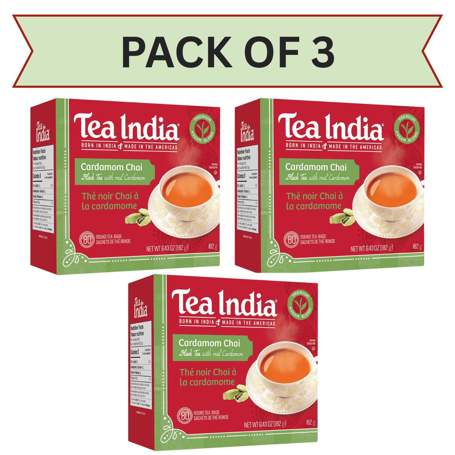 Tea India Cardamom Chai 80pk, Pack Of 3