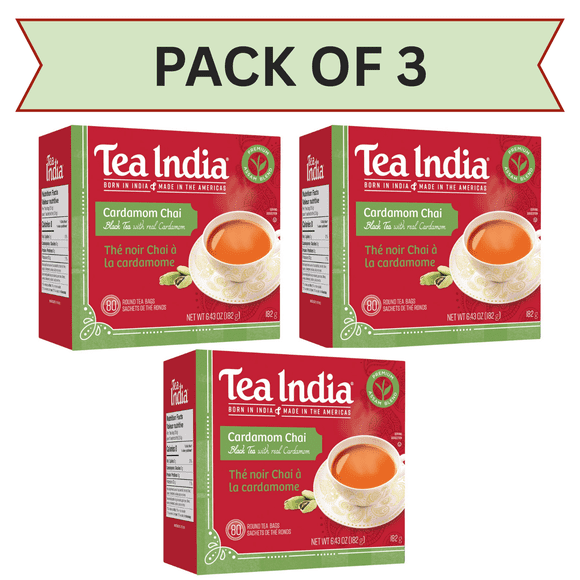 Tea India Chaï à la Cardamome 80 Pk, Lot de 3