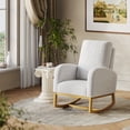 thumbnail image 2 of Nursery Rocking Chair, Rocking Chair Nursery for Mom, Comfy Upholstered Nursery Rocker with High Back & Pocket, Modern Wingback Accent Chair for Reading Living Room Bedroom, 2 of 7