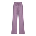 thumbnail image 4 of Women Pants Casual Yoga Straight Leg Comfy Drawstring Lounge Running Long Active Sweat Plus Size Cargo Trousers, 4 of 5