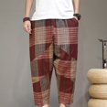 thumbnail image 2 of Birdeem Mens Pants Mens Fashion Drawstring Elastic Waist Solid Color Casual Retro Nationality Length Pants, 2 of 12
