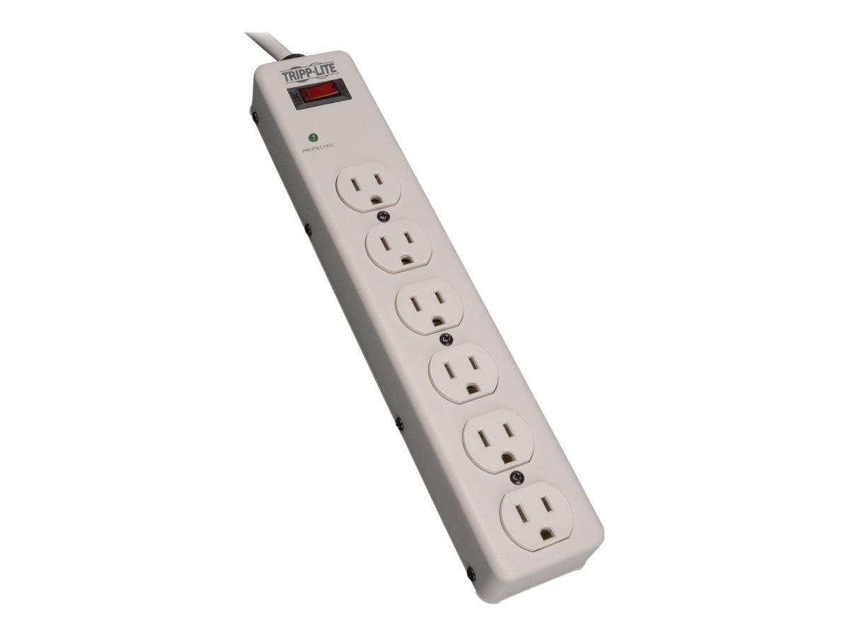 Tripp Lite Surge Protector Power Strip 120V 6 Outlet Metal 6' Cord 1340 Joule - Surge protector - 15 A - AC 120 V - output connectors: 6 - light gray - for P/N: CLAMPUSBLK, CLAMPUSW