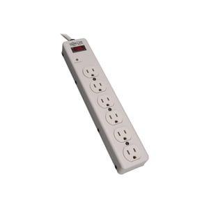 Tripp Lite Surge Protector Power Strip 120V 6 Outlet Metal 6' Cord 1340 Joule - Surge protector - 15 A - AC 120 V - output connectors: 6 - light gray - for P/N: CLAMPUSBLK, CLAMPUSW