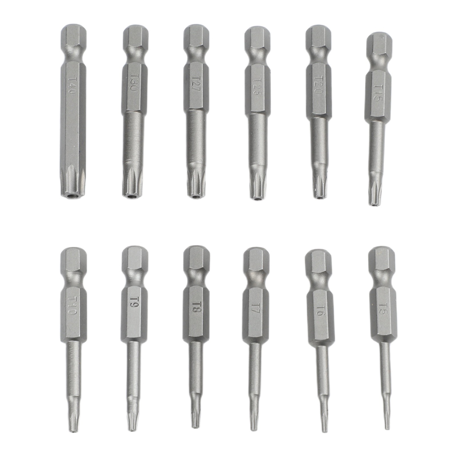 12 Piece For Torx Set 50mm Shaft Length for Cordless Drill and For Electric Screwdrivers Works with For T5 through T40 Sizes