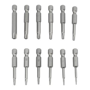12 Piece For Torx Set 50mm Shaft Length for Cordless Drill and For Electric Screwdrivers Works with For T5 through T40 Sizes