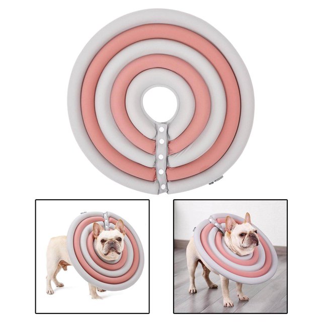 Maoww Adjustable Dog Collar Recovery Anti-Bite Cone Soft Protector for Pet Cat Gray Pink S