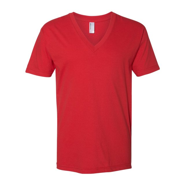 American Apparel Fine Jersey V-Neck Tee, 2XL, Red