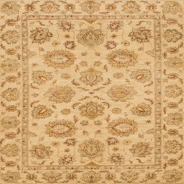 Ahgly Company Indoor Square Abstract Orange Oriental Area Rugs, 5' Square