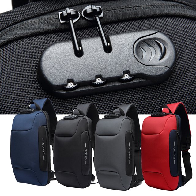 yingyy Men Bags Chest Pack Multi-function Lock waterproof trip pack USB Anti Theft Waterproof Mobile Multi-pocket Trip Shoulder Backpack