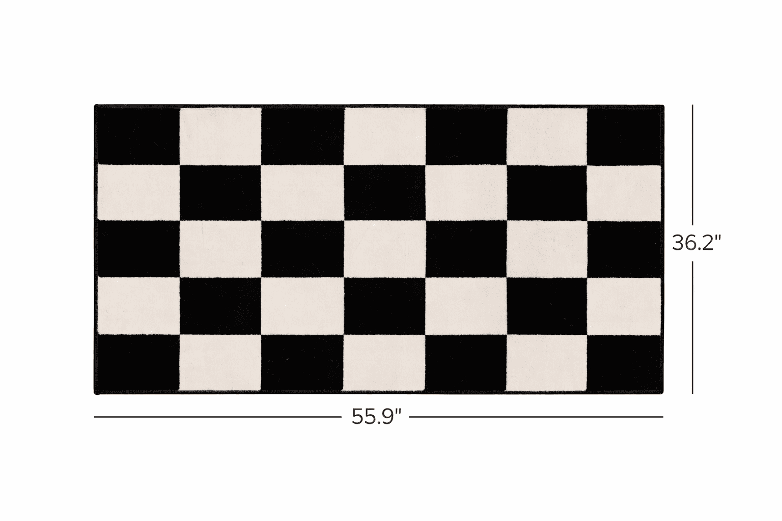 Tapis décoratif Mainstays Kids Checker à poils courts noir et blanc, 90 x 150 cm, recommandé pour le couloir, la chambre, la cuisine et la buanderie.