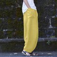 thumbnail image 4 of Pantalons d'Été Décontractés pour Femmes - Mode Décontractée en Coton Lin avec Poches, Jaune TTG, 4 of 8