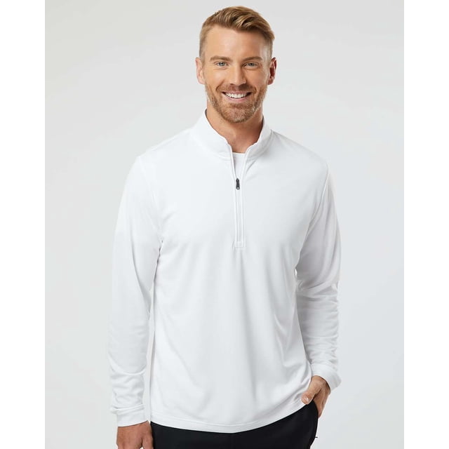 Adidas Mens Lightweight Quarter-Zip Pullover, XS, White
