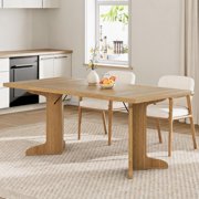 BeesClover 71 Inch Dining Table for 6-8 People, Farmhouse Rectangle Kitchen Table with Padded Top and Unique v-Shaped Feet for Home, Dining Room, Kitchen, Office