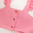 thumbnail image 4 of Toddler Baby Girl Solid Color Ruffle Sleeveless Button Down Halter Tank Crop Tops and Pants Outfits Yellow 1-2 Years, 4 of 6