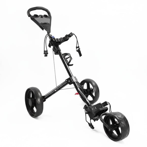 predolo Foldable Golf Bag Trolley Compact Folding Golf Trolley Sturdy for Golfers, Blk Car - Blk Wheels