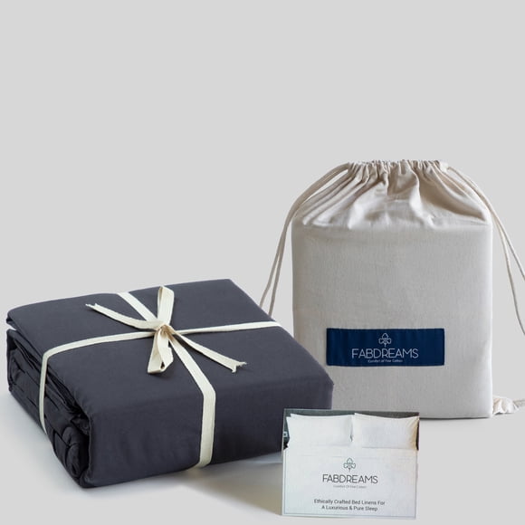 100% Organic Cotton Queen Dark Gray Sheet Set | Percale Weave | 4 Piece | 300 Thread Count | GOTS Certified | Breathable Crisp Cool | Luxury Finish | Fits Upto 17" Deep Pocket Mattress | Sustainable
