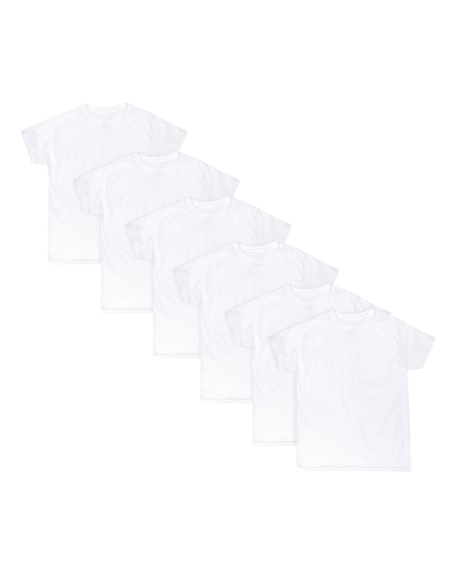 Hanes Boys EcoSmart Crewneck Undershirt 6-Pack, S, White