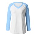 thumbnail image 4 of FAIWAD Women’s Color Block Tunic Top Long Sleeve Patchwork V Neck Plus Size Pullover Top, 4 of 4